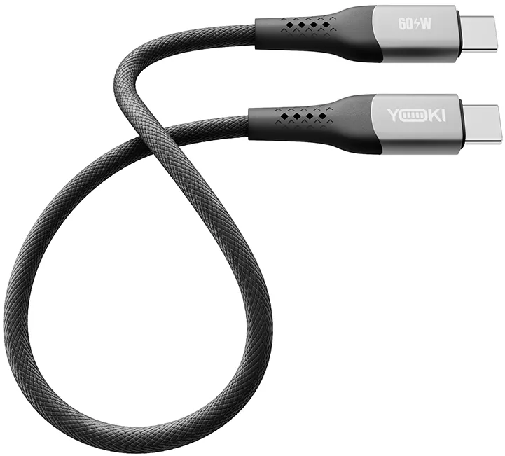 Кабель Yoki YK-SO15 SOLID USB Type-C - Type-C 60w 3a 0.25м PD cable Black - фото 2