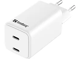 Сетевое зарядное устройство Sandberg 65w PD 2xUSB-C ports charger white (441-56) - фото Сетевое зарядное устройство Sandberg 65w PD 2xUSB-C ports charger white (441-56)