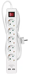 Мережевий фільтр (подовжувач) Emos 2xUSB 5 роз. 3м білий (P1523RU) - мініатюра 2