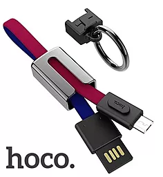 Кабель Hoco U36 Mascot USB-A - micro USB 12w 2.4a 0.13м cable Red/Blue - фото Кабель Hoco U36 Mascot USB-A - micro USB 12w 2.4a 0.13м cable Red/Blue
