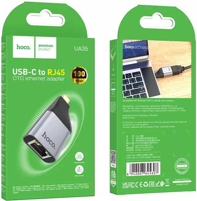 Кабель (шлейф) Hoco UA35 Type-C - RJ45 grey - фото 8