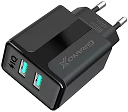 Сетевое зарядное устройство Grand-X 2.4a 2xUSB-A ports car charger black (CH-15B) - миниатюра 2