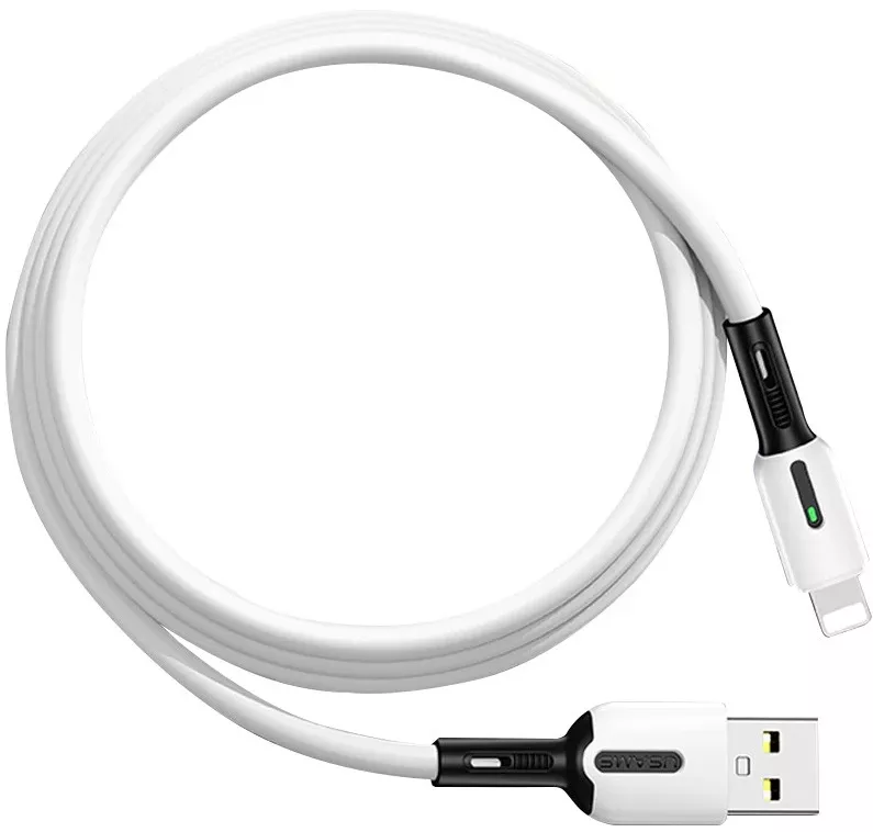 Кабель Usams U51 Silicone USB-A - Lightning 10w 1м cable White - фото 2
