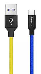 Кабель ColorWay USB-A - Type-C 12w 2.4a 1м cable Blue/Yellow (CW-CBUC052-BLY)