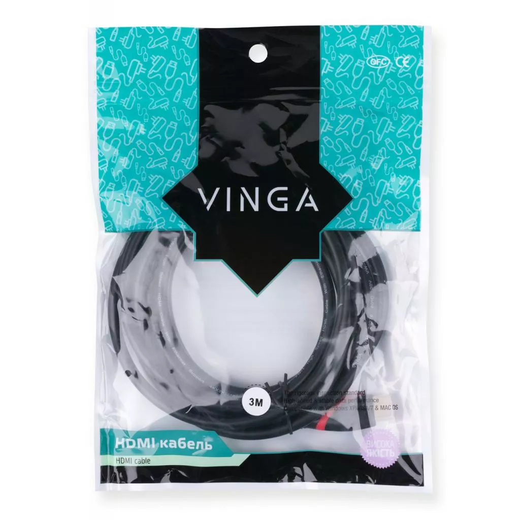 Видеокабель HDMI to HDMI 3.0m (HDMI02-3.0) Vinga - фото 4