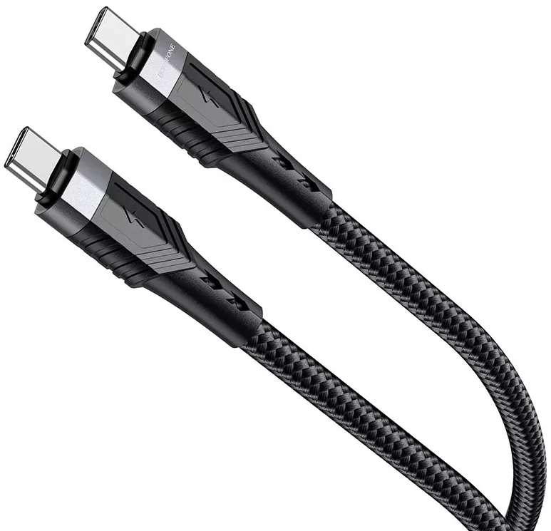 Кабель Borofone BU35 USB Type-C - Type-C 60w 3a 1.2м PD cable Black - фото 4