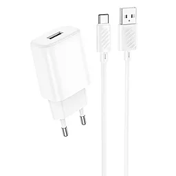 Сетевое зарядное устройство Hoco C134A 2.4a home charger + USB-C cable white - фото Сетевое зарядное устройство Hoco C134A 2.4a home charger + USB-C cable white