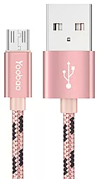 Кабель Yoobao YB-423 Nylon USB-A - micro USB 12w 2.4a 1м cable Pink - фото Кабель Yoobao YB-423 Nylon USB-A - micro USB 12w 2.4a 1м cable Pink