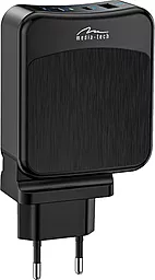 Мережевий зарядний пристрій Media-Tech MT6252 65w PD 2xUSB-C/USB-A ports charger black - фото Мережевий зарядний пристрій Media-Tech MT6252 65w PD 2xUSB-C/USB-A ports charger black