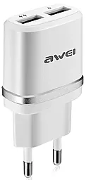 Мережевий зарядний пристрій Awei 2 USB 2.1A White-Silver (C-930)