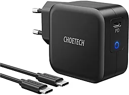 Мережевий зарядний пристрій Choetech 61w GaN PD USB-C fast charger + USB-C cabale black (Q6006)