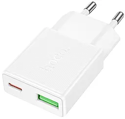 Сетевое зарядное устройство Hoco N73 20w PD USB-C/USB-A ports charegr white - фото Сетевое зарядное устройство Hoco N73 20w PD USB-C/USB-A ports charegr white