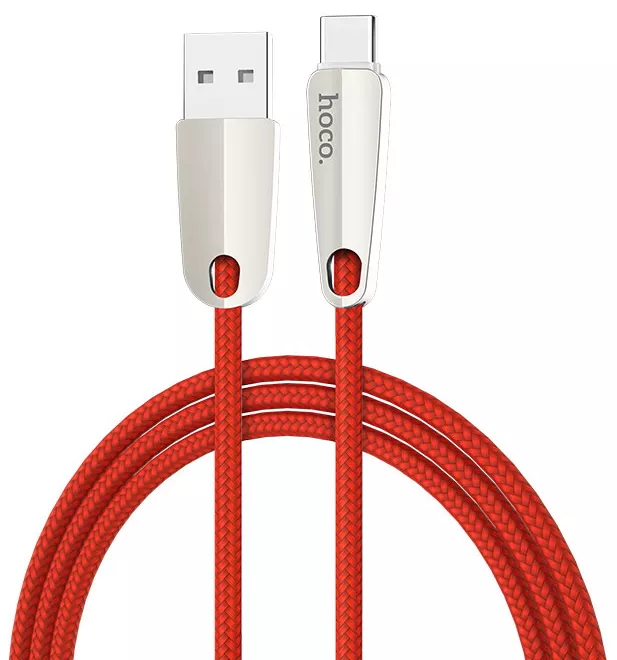 Кабель Hoco U35 Space Shuttle Smart Power Off USB-A - Type-C 12w 2.4a 1.2м cable Red - фото 1