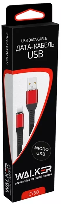 Кабель Walker C750 USB-A - micro USB 12w 2.4a 1м cable Red - фото 2