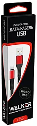 Кабель Walker C750 USB-A - micro USB 12w 2.4a 1м cable Red - мініатюра 2 Кабель Walker C750 USB-A - micro USB 12w 2.4a 1м cable Red - мініатюра 2