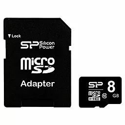 Карта памяти Silicon Power microSDHC 8GB Class 10 + SD-адаптер (SP008GBSTH010V10-SP)