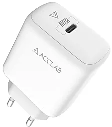 Мережевий зарядний пристрій ACCLAB AL-TC125 25W 5В/3A QC/PD USB-C White (1283126538841)