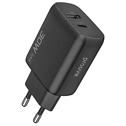 Сетевое зарядное устройство Proove Silicone Power 2 30w GaN PD USB-C/USB-A ports fast charger black (WCSP23110001) - фото Сетевое зарядное устройство Proove Silicone Power 2 30w GaN PD USB-C/USB-A ports fast charger black (WCSP23110001)
