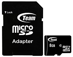 Карта памяти Team microSDHC 8GB Class 10 + SD-адаптер (TUSDH8GCL1003)