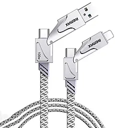 УніверсальнийRemax  кабель RC-C119 Zous Series 4-in-1 USB-A/Type-C to Type-C/Lightning 100w 5a 1.2м PD cable White