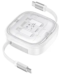 Универсальный кабель Hoco U140 3-in-1 USB-A/Type-C to Type-C/Lightning/micro USB 60w 3a 0.95м PD cable White - фото Универсальный кабель Hoco U140 3-in-1 USB-A/Type-C to Type-C/Lightning/micro USB 60w 3a 0.95м PD cable White