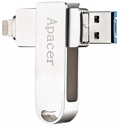 Флешка Apacer AH790 128GB (USB 3.1/Lightning) Silver - фото Флешка Apacer AH790 128GB (USB 3.1/Lightning) Silver