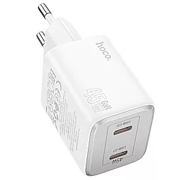 Сетевое зарядное устройство Hoco N42 Elogiado 45w PD 2xUSB-C ports charger white - фото Сетевое зарядное устройство Hoco N42 Elogiado 45w PD 2xUSB-C ports charger white