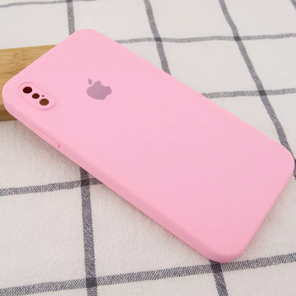 Чехол Silicone Case Full Camera Square для Apple iPhone XS Max  Light pink - фото 2