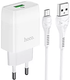 Мережевий зарядний пристрій з швидкою зарядкою Hoco C72Q 18w QC3.0 home charger + micro USB cable white