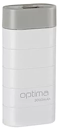 Повербанк Optima Promo Series OP-3 3000mAh White/Grey - фото Повербанк Optima Promo Series OP-3 3000mAh White/Grey