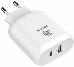 Мережевий зарядний пристрій з швидкою зарядкою Baseus Bojure Series USB-C QC3.0 32W + USB-C to Lightning Cable White (TZTUN-BJ02) - мініатюра 3