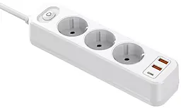 Мережевий фільтр (подовжувач) Earldom ES-SC13 3000w 3 розетки 2xUSB-A/USB-C portd з вимикачем білий - фото Мережевий фільтр (подовжувач) Earldom ES-SC13 3000w 3 розетки 2xUSB-A/USB-C portd з вимикачем білий
