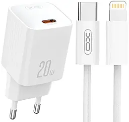Мережевий зарядний пристрій XO L146 20w PD USB-C fast charger + USB-C to Lightning cable white - фото Мережевий зарядний пристрій XO L146 20w PD USB-C fast charger + USB-C to Lightning cable white