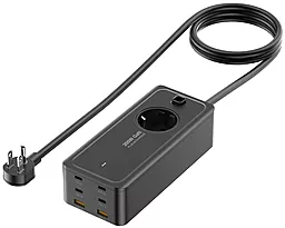 Сетевое зарядное устройство с быстрой зарядкой Powermax 196w GaN PD/QC 4xUSB-C/2xUSB-A charger with socket black - фото Сетевое зарядное устройство с быстрой зарядкой Powermax 196w GaN PD/QC 4xUSB-C/2xUSB-A charger with socket black