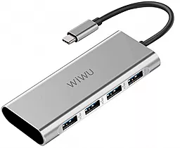 USB Type-C хаб (концентратор) WIWU Adapter Apollo USB-C -> 4xUSB3.0 HUB Gray (A440)