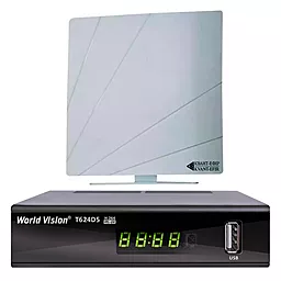 Комплект цифрового ТВ World Vision T624D5 + Антенна Kvant-Efir ARU-01 (white)