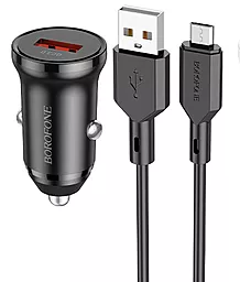 Автомобильное зарядное устройство Borofone BZ18 QC3.0 + micro USB Cable Black