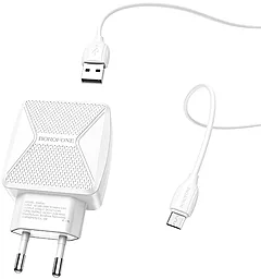 Мережевий зарядний пристрій Borofone BA45A Max Power 2.4a 2xUSB-A ports charger + micro USB cable white - мініатюра 4 Мережевий зарядний пристрій Borofone BA45A Max Power 2.4a 2xUSB-A ports charger + micro USB cable white - мініатюра 4
