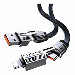 Універсальний кабель Remax RC-C189 4-in-1 USB-A/Type-C to Type-C/Lightning 65w 3a 1м PD сable Black