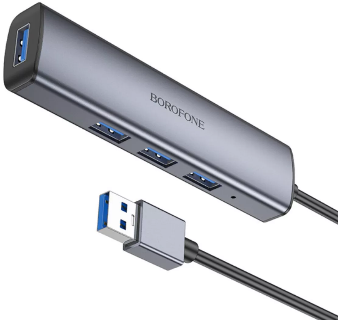 USB-A хаб Borofone 4-in-1 gray - фото 5