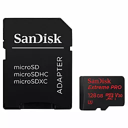Карта пам'яті SanDisk microSDXC 128GB Extreme Pro UHS-I U3 V30 + SD-адаптер (SDSQXXG-128G-GN6MA) - фото Карта пам'яті SanDisk microSDXC 128GB Extreme Pro UHS-I U3 V30 + SD-адаптер (SDSQXXG-128G-GN6MA)