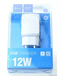Сетевое зарядное устройство Hoco C43A 2.4a 2xUSB-A ports charger white - миниатюра 3 Сетевое зарядное устройство Hoco C43A 2.4a 2xUSB-A ports charger white - миниатюра 3