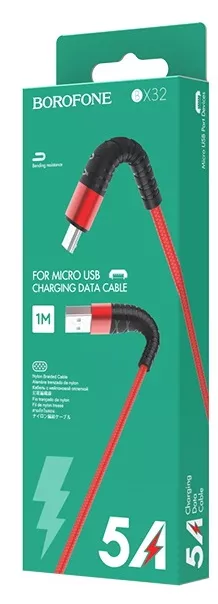 Кабель Borofone BX32 Munificent USB-A - micro USB 12w 2.4a 1м cable Red - фото 3