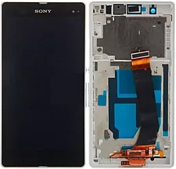 Дисплей Sony Xperia Z с тачскрином и рамкой, оригинал, White - фото Дисплей Sony Xperia Z с тачскрином и рамкой, оригинал, White