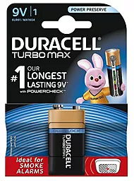 Батарейка Duracell 6LR61 (крона) Turbo Max (MN1604) - фото Батарейка Duracell 6LR61 (крона) Turbo Max (MN1604)