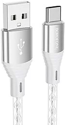 Кабель Borofone BX96 Ice Crystal Silicone USB-A - Type-C 15w 3a 1м cable Gray - фото Кабель Borofone BX96 Ice Crystal Silicone USB-A - Type-C 15w 3a 1м cable Gray