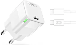 Мережевий зарядний пристрій XO CE06 30W PD GaN Technology USB - C + USB-C-C Cable White - мініатюра 2
