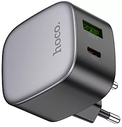 Сетевое зарядное устройство Hoco CS32A 20w PD USB-C/USB-A ports charger black - фото Сетевое зарядное устройство Hoco CS32A 20w PD USB-C/USB-A ports charger black