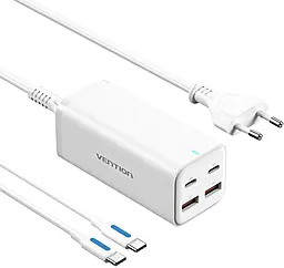 Сетевое зарядное устройство Vention 100w PD 2xUSB-C/2xUSB-A ports charger white (FBSWG-EU) - фото Сетевое зарядное устройство Vention 100w PD 2xUSB-C/2xUSB-A ports charger white (FBSWG-EU)