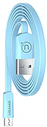 USB Кабель Usams U2 Flat micro USB Cable Blue